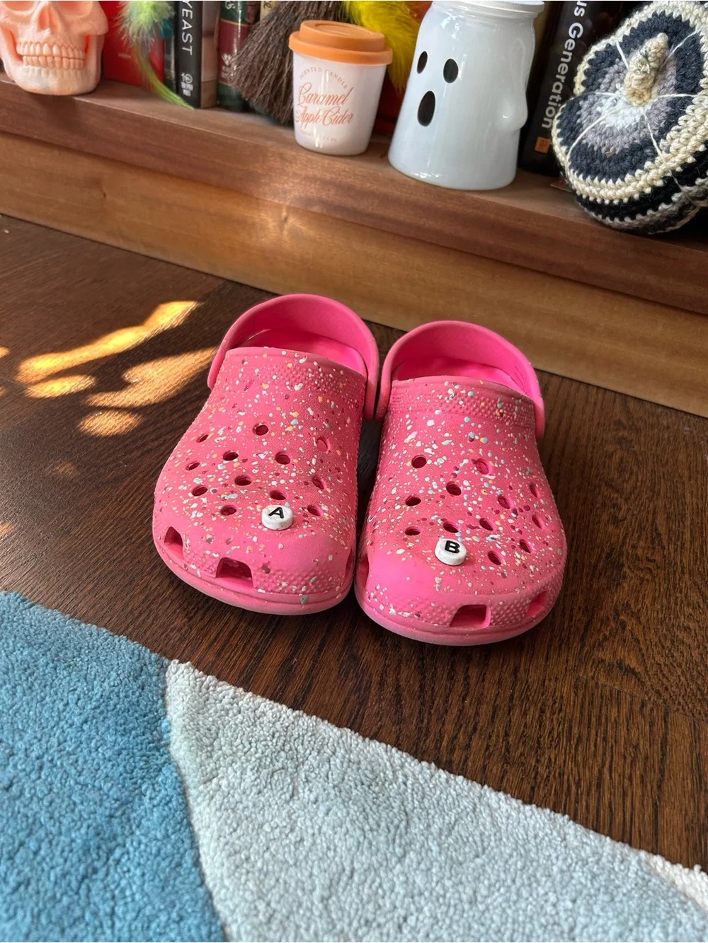 Crocs Kids Pink Paint Splatter Clogs Size J3